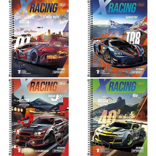 Caderno 10x1 capa dura x-racing 160fls. - tilibra (pct.c/04)