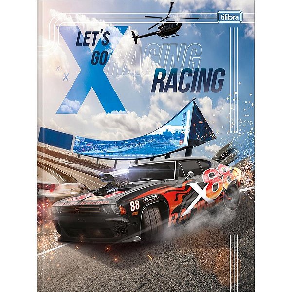 Caderno brochurao capa dura x-racing 80fls. - tilibra (pct.c/05)