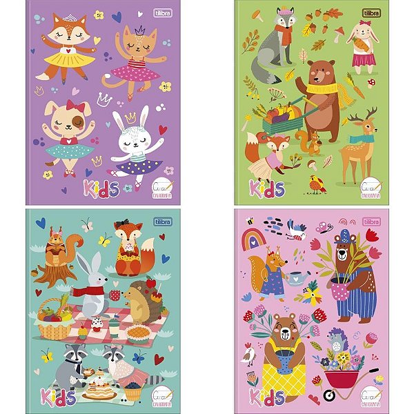 Caderno caligrafia capa dura kids 40fls brochura feminino - tilibra (pct.c/08)