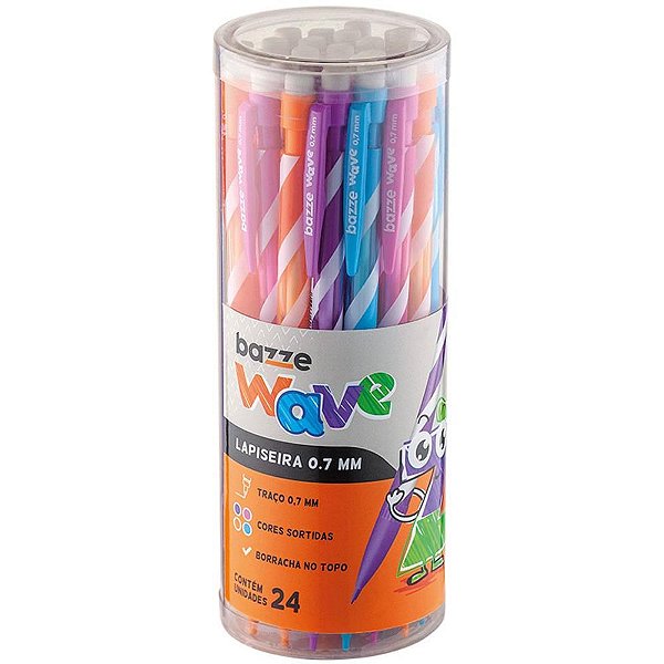 Lapiseira 0.7mm bazze wave 4 cores - summit (pote-24)
