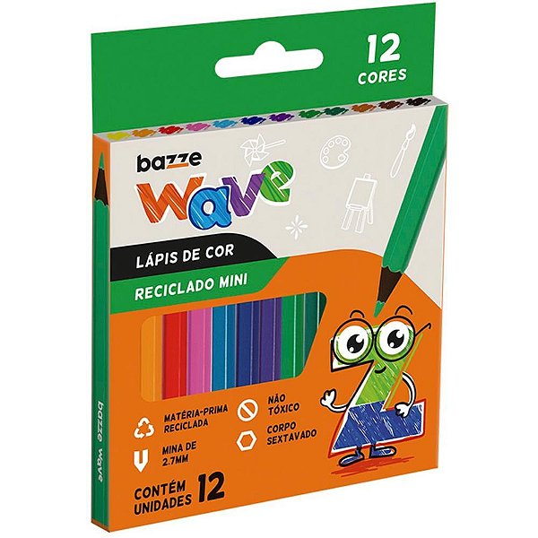 Lapis de cor sextavado bazze wave mini reciclado 12co - summit (pct.c/12)