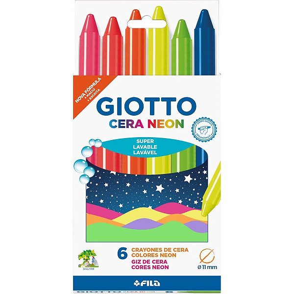 Giz de cera fino giotto maxi neon 6 cores - canson (pct.c/12)