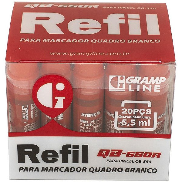 Tinta marcador quadro branco reabastecedor qb-550r 5,5ml vm - gramp line (dp.c/20)