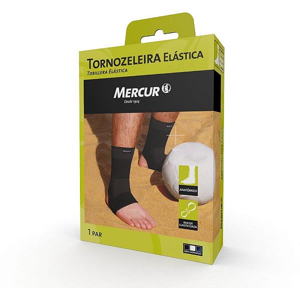 Produto ergonomico tornozeleira elastica p preta - mercur (par)