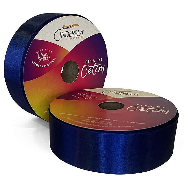Fita de cetim 38mm 50m. marinho - cinderela (unidade)