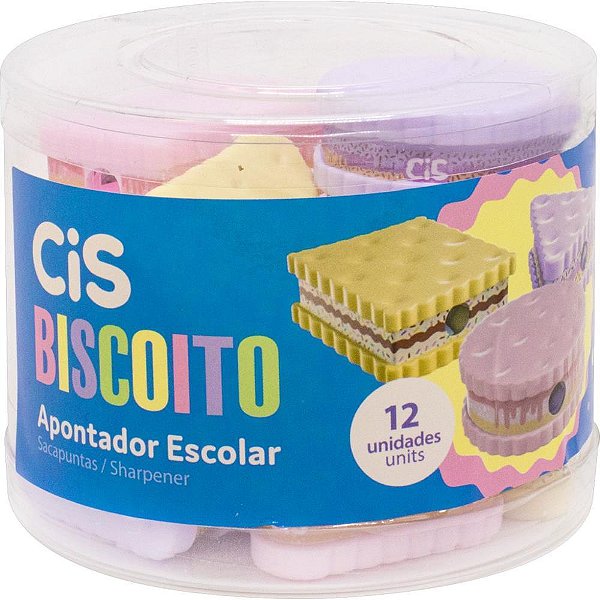 Apontador com deposito decor. cis biscoito 3 modelos 3 cores - sertic (pote-12)