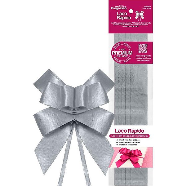 Laco pronto liso 22mmx44cm cetim prata - fitas progresso (pct.c/05)