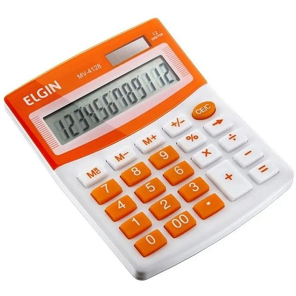 Calculadora de mesa 12 digitos mv4128 laranja - elgin (unidade)