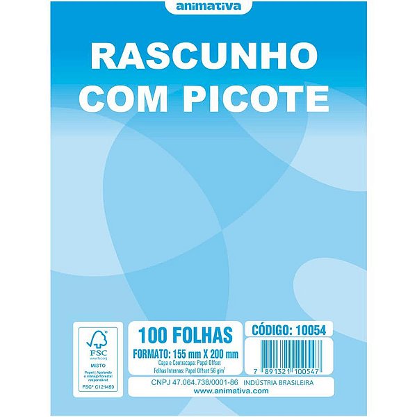 Bloco para rascunho c/picote e grampo 100f.160x225 - animativa (pct.c/10)