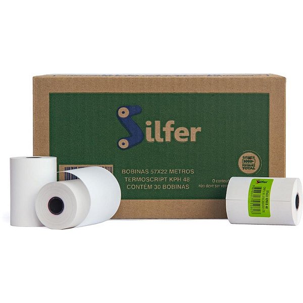 Bobina termica 57mmx22m. branca 48g. - silfer (cx.c/30)