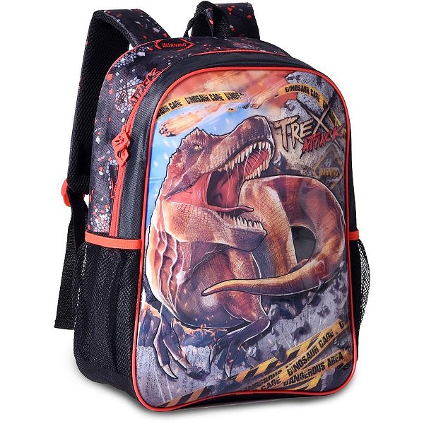 Mochila infantil com rodinha t-rex attack g preta - clio (unidade)