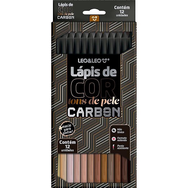Lapis de cor redondo carbon line 12cor.tons de pele - leonora (pct.c/06)