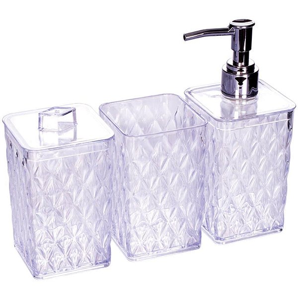 Utensilios para banheiro kit banho glamour 3pcs cristal - plasutil (kit)
