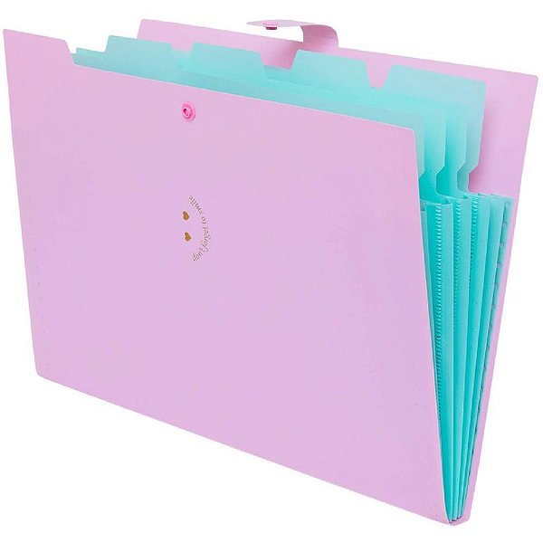Pasta sanfonada plastica a4 5 divisoes rosa pastel - polibras (unidade)