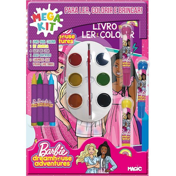 Livro infantil colorir mega kit barbie ler e colorir - magic kids (unidade)