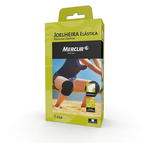Produto ergonomico joelheira elastica p preta - mercur (par)