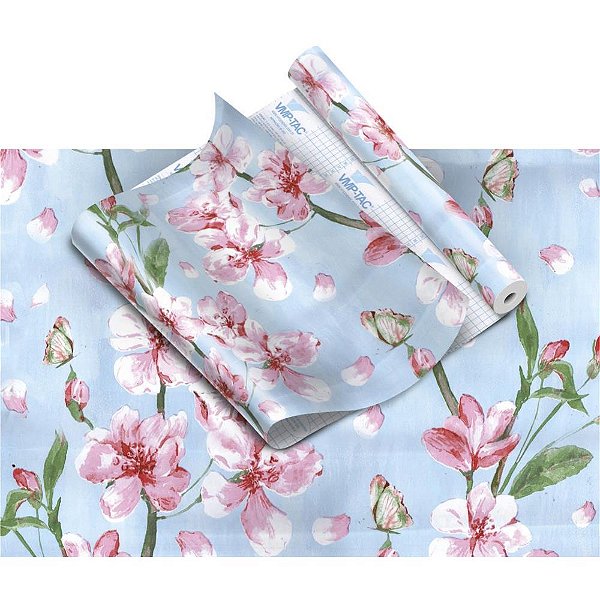 Plastico adesivo 45cmx10m floral azul - v.m.p. (rolo)