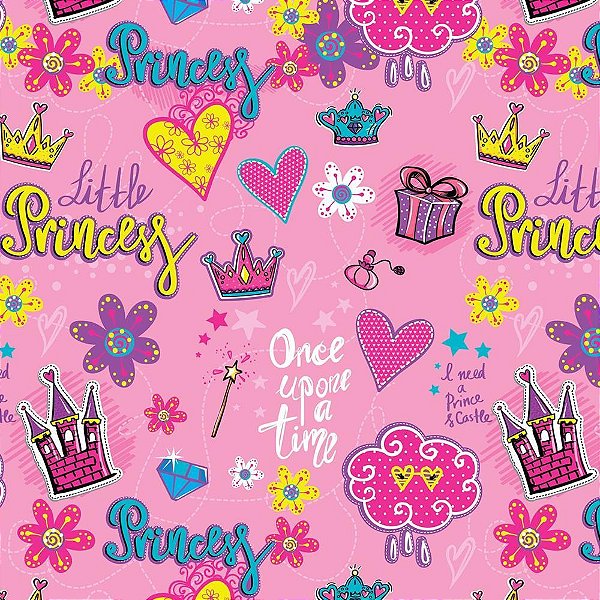 Papel presente bobina couche 60cm. mod.141 little princess - gessele (bo-100mts)