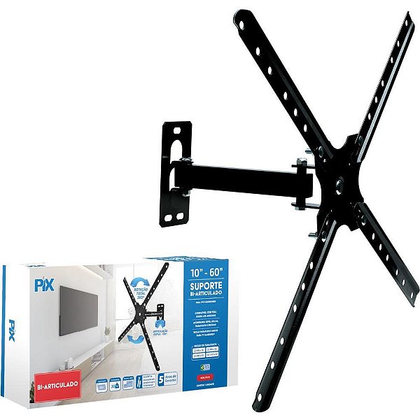 Suporte para tv bi-articulado 10 a 60 pol. pto - santana centro (unidade)