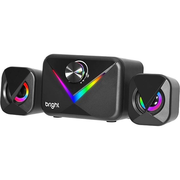 Caixa de som p/ computador speaker mult.rgb usb 5v-11w pt - bright (unidade)