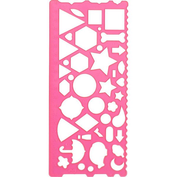 Regua plastica geometrica 20cm 3 cores sortid - brw (cx.c/12)