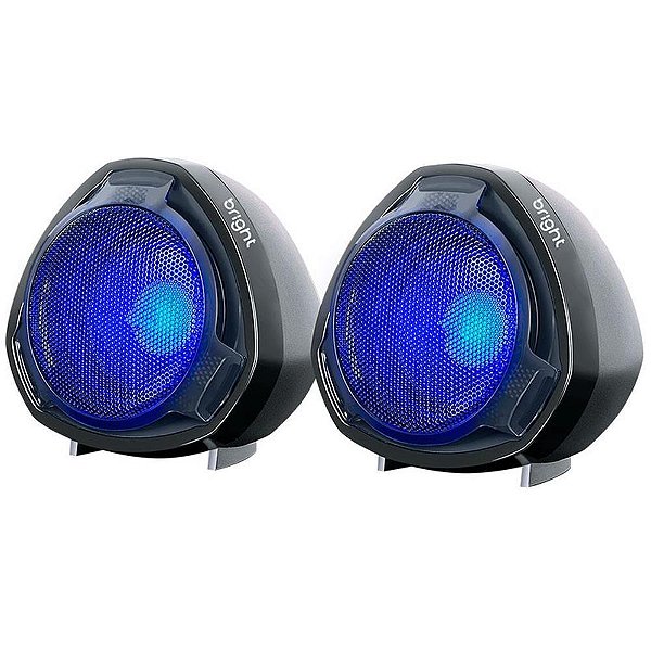 Caixa de som p/ computador light rgb usb/p2 5v-10w preta - bright (unidade)