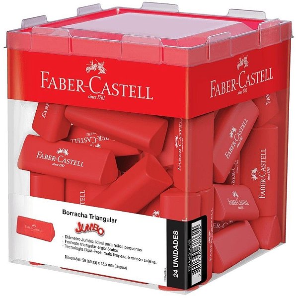 Borracha colorida triangular vermelha - faber-castell (dp.c/24)