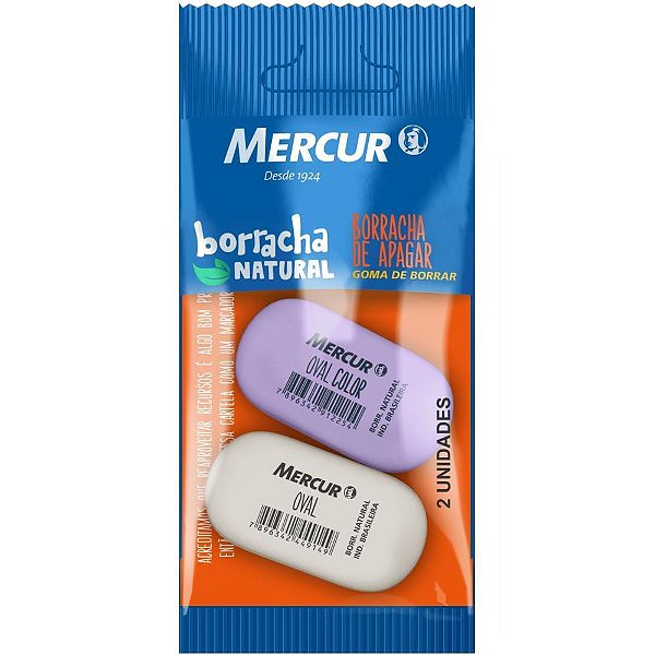 Borracha colorida pull pack oval 1branca/1lilas - mercur (bl.c/02)