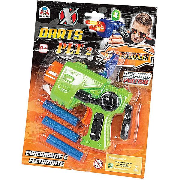 Lancador x darts plt 2 c/3 dardos - braskit (unidade)