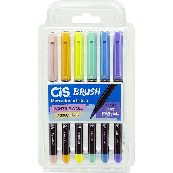 Marcador artistico cis brush 6 tons pastel - sertic (estojo)