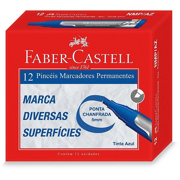 Pincel marcador permanente azul - faber-castell (cx.c/12)