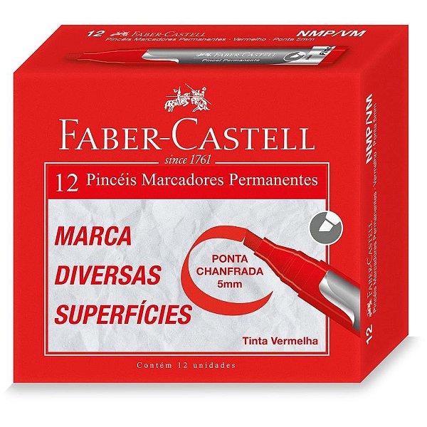 Pincel marcador permanente vermelho - faber-castell (cx.c/12)