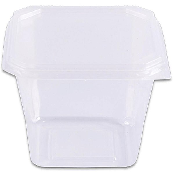 Pote descartavel 250ml.quadrado c/tampa - prafesta (pct.c/20)
