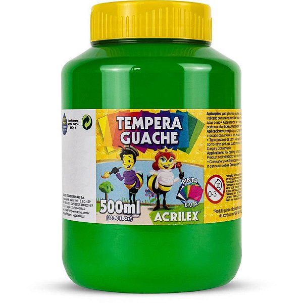 Tinta guache 500ml verde folha - acrilex (cx.c/06)