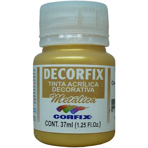 Tinta acrilica decorfix metalica 37ml ouro pa - corfix (cx.c/06)