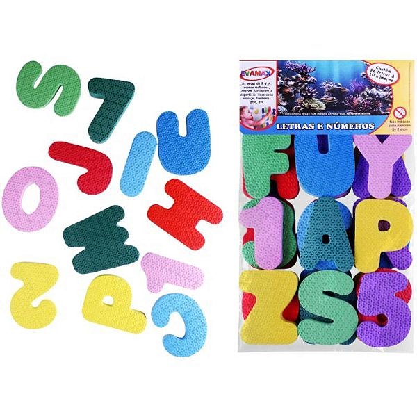 Material didatico eva letras e numeros 36pcs - evamax (unidade)