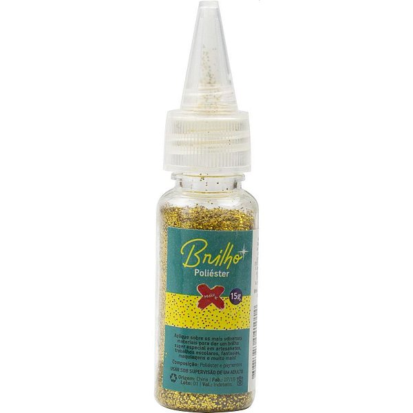 Glitter poliester bisnaga 15gr. ouro - make+ (cx.c/12)