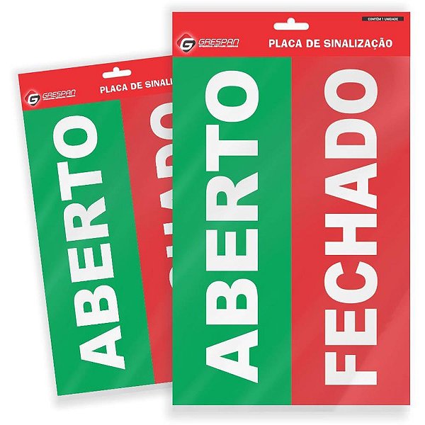 Placa de sinalizacao aberto/fechado 16x25cm. - grespan (pct.c/05)
