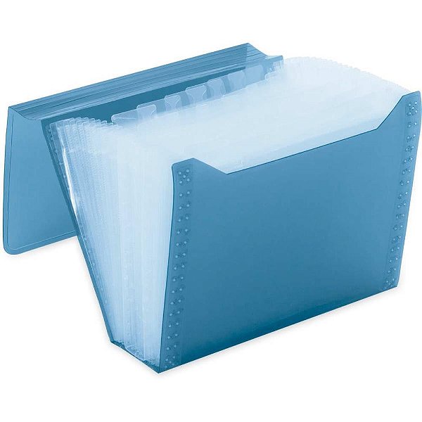 Pasta sanfonada plastica duplicata 12div new line azul - polibras (unidade)