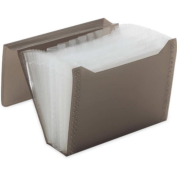 Pasta sanfonada plastica duplicata 12div new line fume - polibras (unidade)