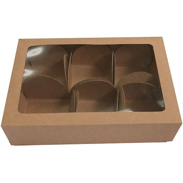 Embalagem para doces kraft 13x9,2x3 6 un - cristina (pct.c/10)