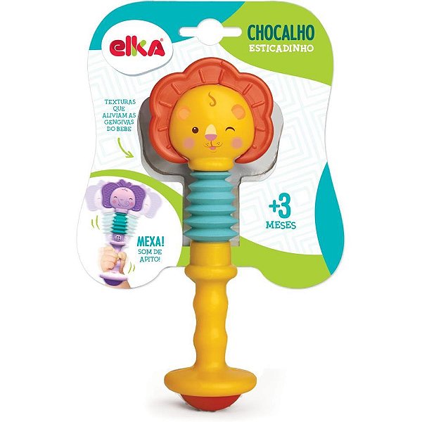Brinquedo para bebe leao chocalho esticadinho - elka (unidade)