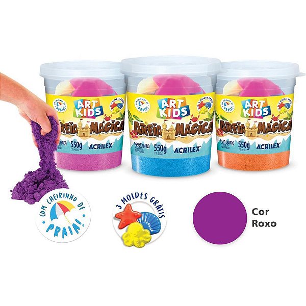 Massa areia areia magica roxo 550g c/mold - acrilex (pote)