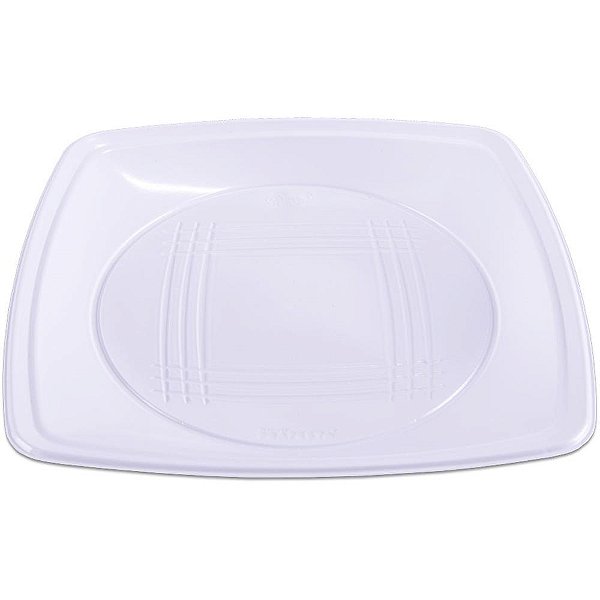Prato plastico descartavel quadrado branco grande - prafesta (pct.c/10)