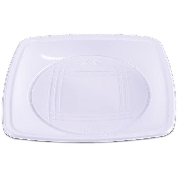 Prato plastico descartavel quadrado branco medio - prafesta (pct.c/10)