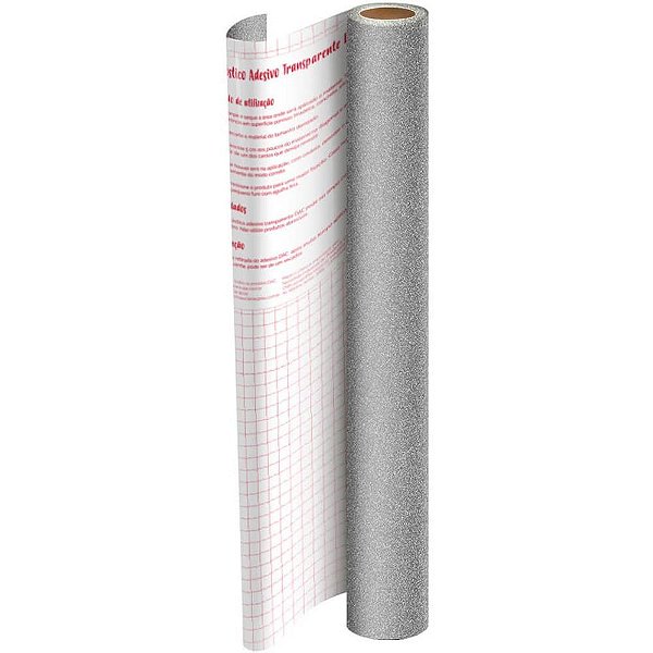 Plastico adesivo 45cmx10m gliter prata pp 0,10 - dac (rolo)