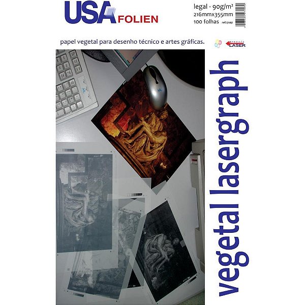 Papel vegetal legal 90g. 216x355mm. - usa folien (pct.c/100)