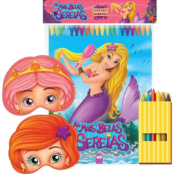 Livro infantil colorir super kit sereias c/giz - vale das letras (unidade)