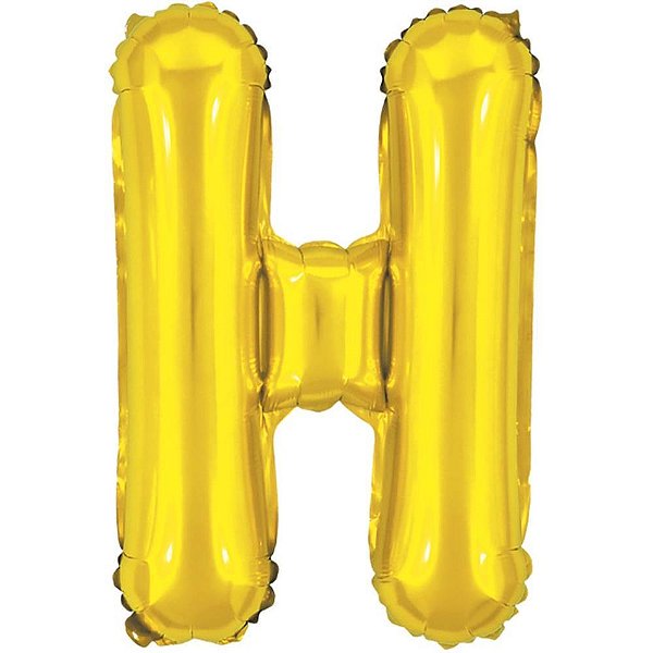 Balao metalizado letra h dourado 40cm. - make+ (unidade)