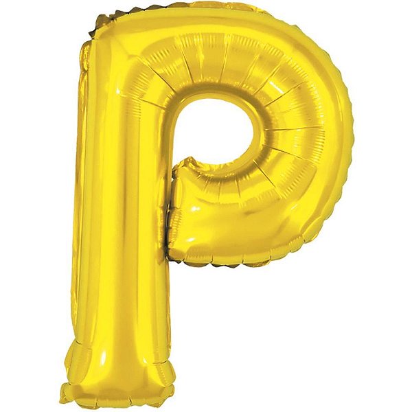 Balao metalizado letra p dourado 40cm. - make+ (unidade)
